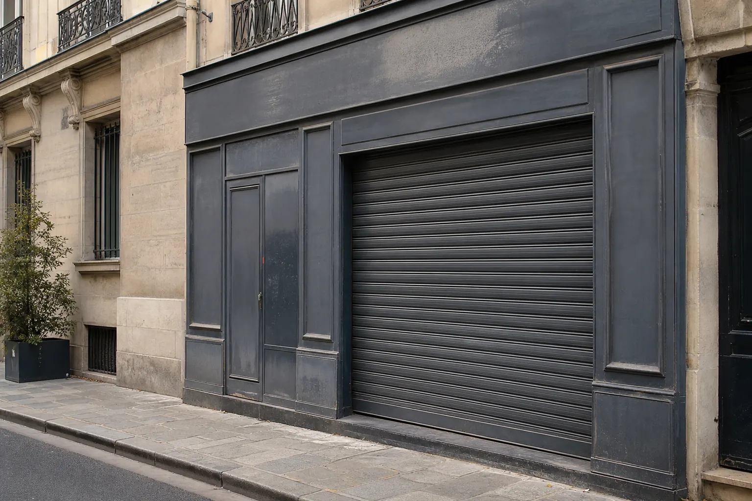 Façade d'un magasin fermé à Paris après un incident